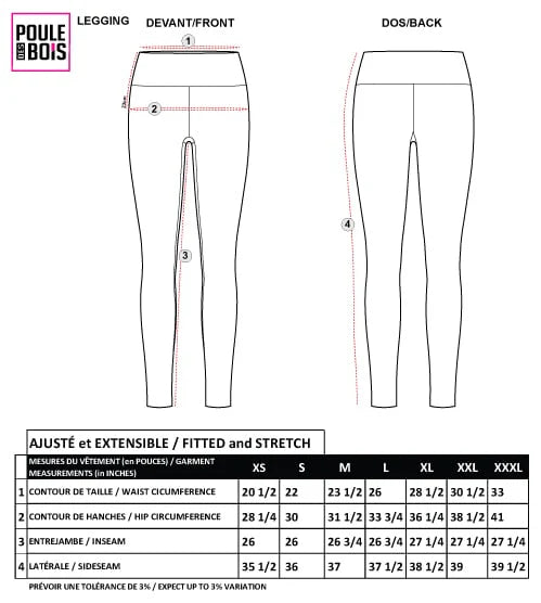 LEGGING POUR FEMME NOIR POULE DES BOIS
