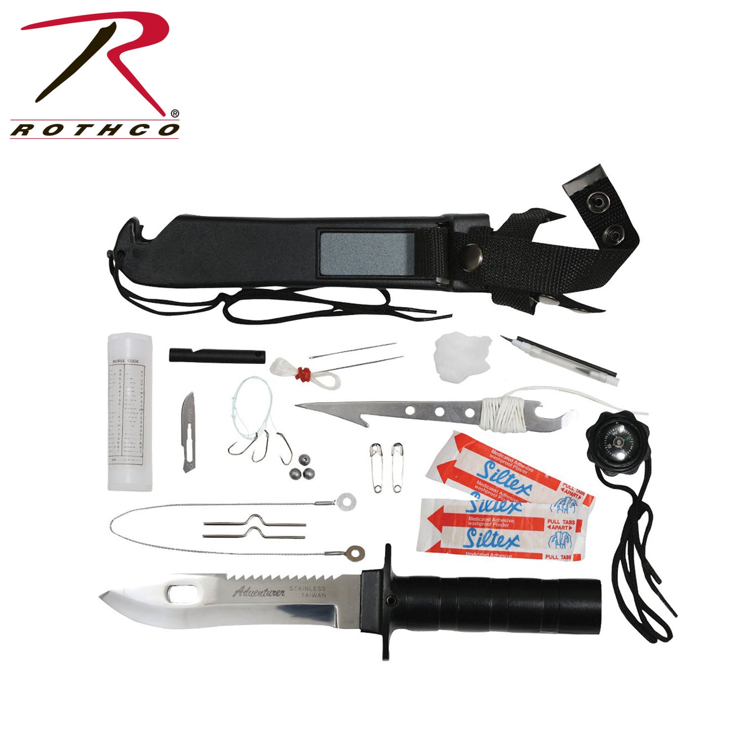 ROTHCO ADVENTURER'S SURVIVAL KNIFE WITH ACCESSORIES