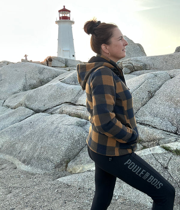 VESTE À CARREAUX BRUNE POUR FEMME POULE DES BOIS