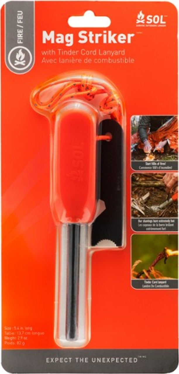 ALLUMEUR DE FEU MAG STRIKER AVEC LANIÈRE DE COMBUSTUBLE - SURVIVE OUTDOORS LONGER - PLEIN AIR CAMPING ET SURVIE