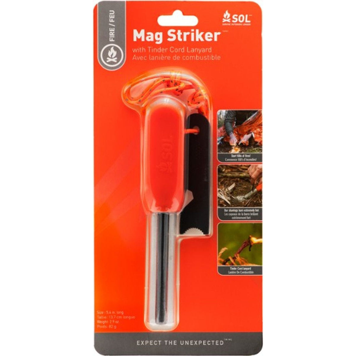 ALLUMEUR DE FEU MAG STRIKER AVEC LANIÈRE DE COMBUSTUBLE - SURVIVE OUTDOORS LONGER - PLEIN AIR CAMPING ET SURVIE