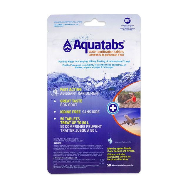 AQUATABS 50 PASTILLES POUR 1L - PLEIN AIR CAMPING ET SURVIE - PURIFICATION