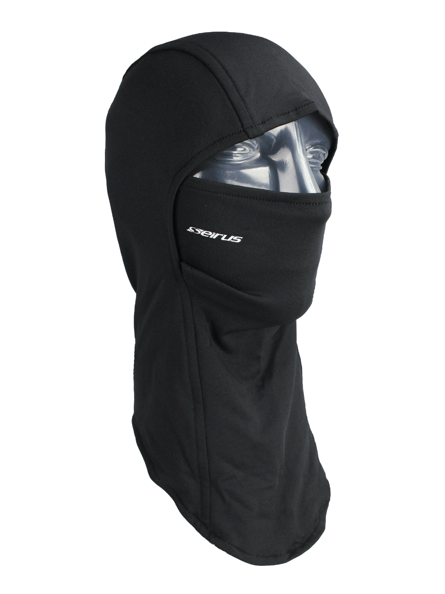 Cagoule Dynamax Hinged Headliner noire portée, vue de trois quarts
