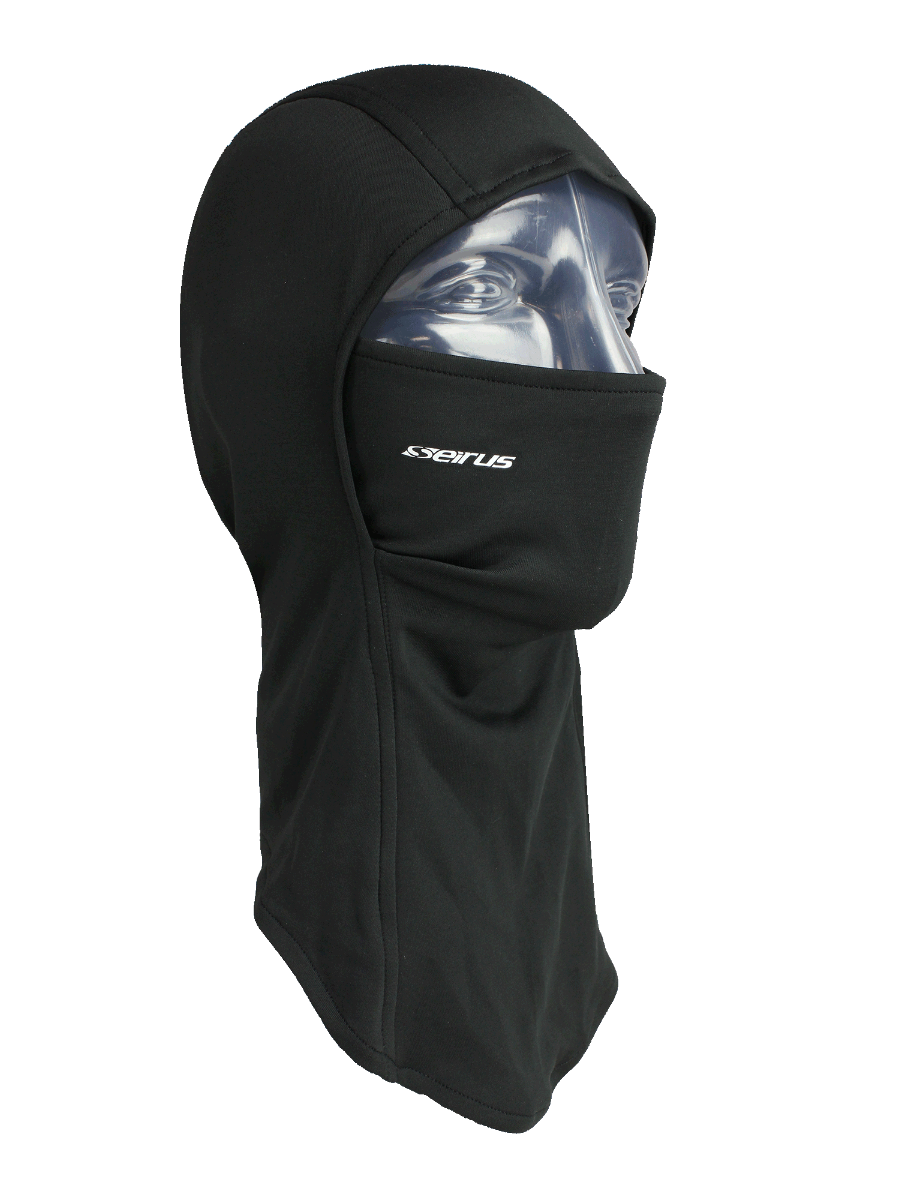 Cagoule noire Seirus LiteWave50 Hinged Headliner, vue de trois quarts