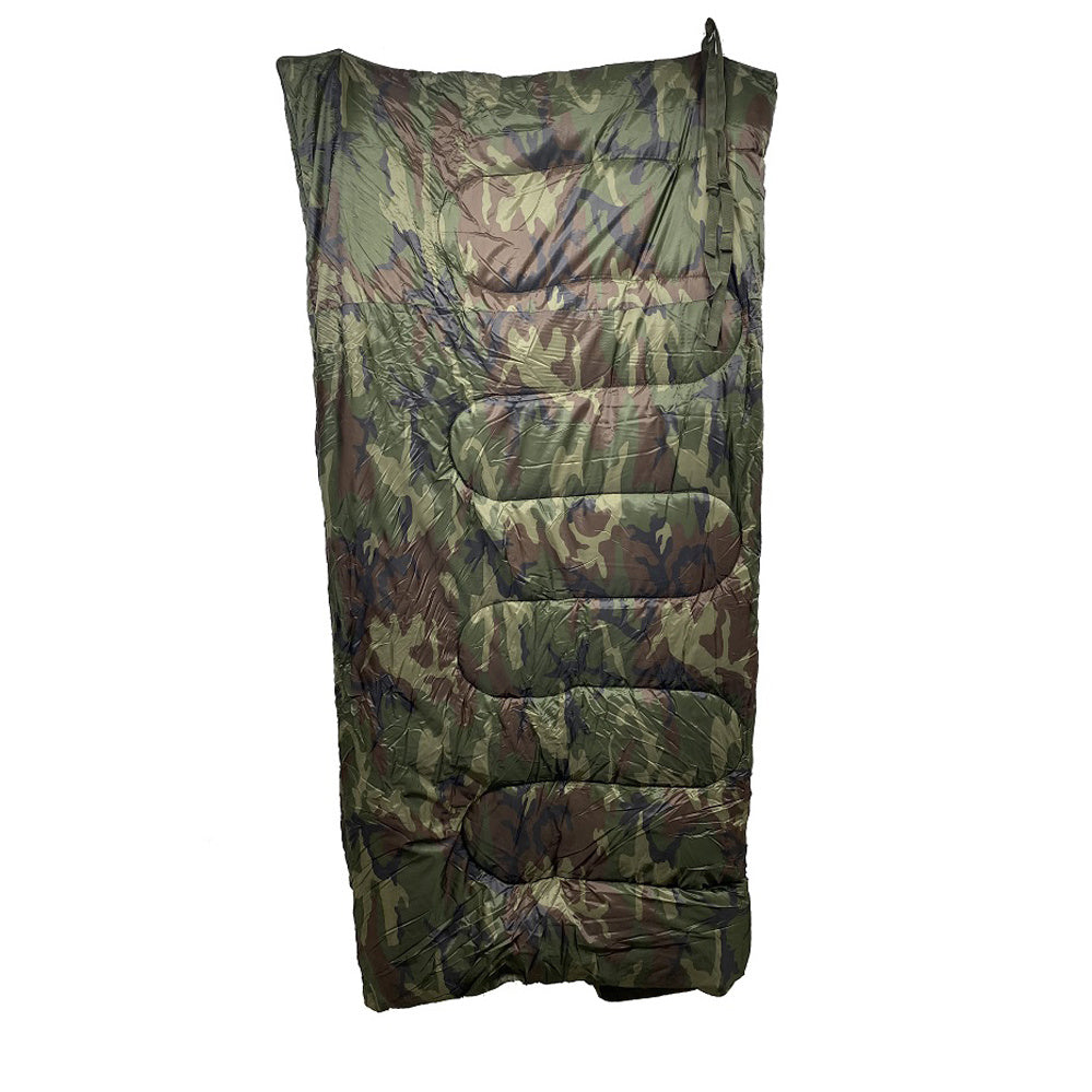 COMBO SAC DE COUCHAGE CAMO ET COUVERTURE DE POLAR KAKI - PLEIN AIR CAMPING ET SURVIE - SACS DE COUCHAGE