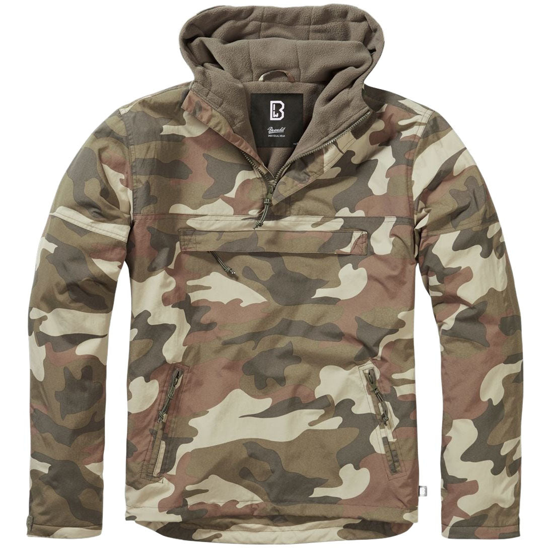 COUPE-VENT AVEC DOUBLURE EN POLAR ET COLLET À FERMETURE ÉCLAIR BRANDIT - CAMO VERT LÉGER / SMALL - VÊTEMENTS - MANTEAUX