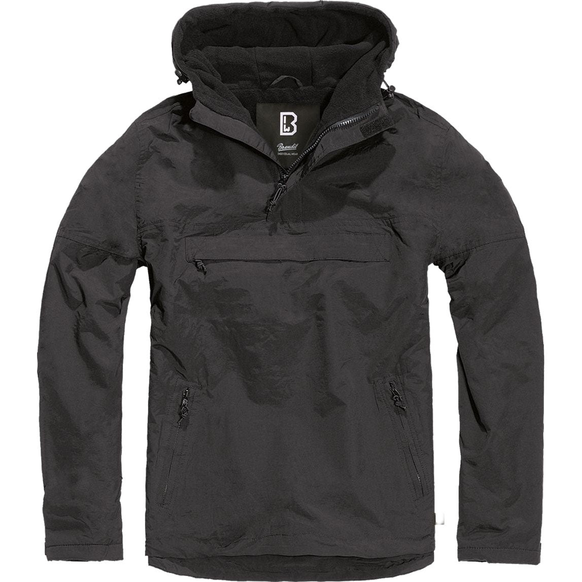 COUPE-VENT AVEC DOUBLURE EN POLAR ET COLLET À FERMETURE ÉCLAIR BRANDIT - NOIR / SMALL - VÊTEMENTS - MANTEAUX ET VESTES