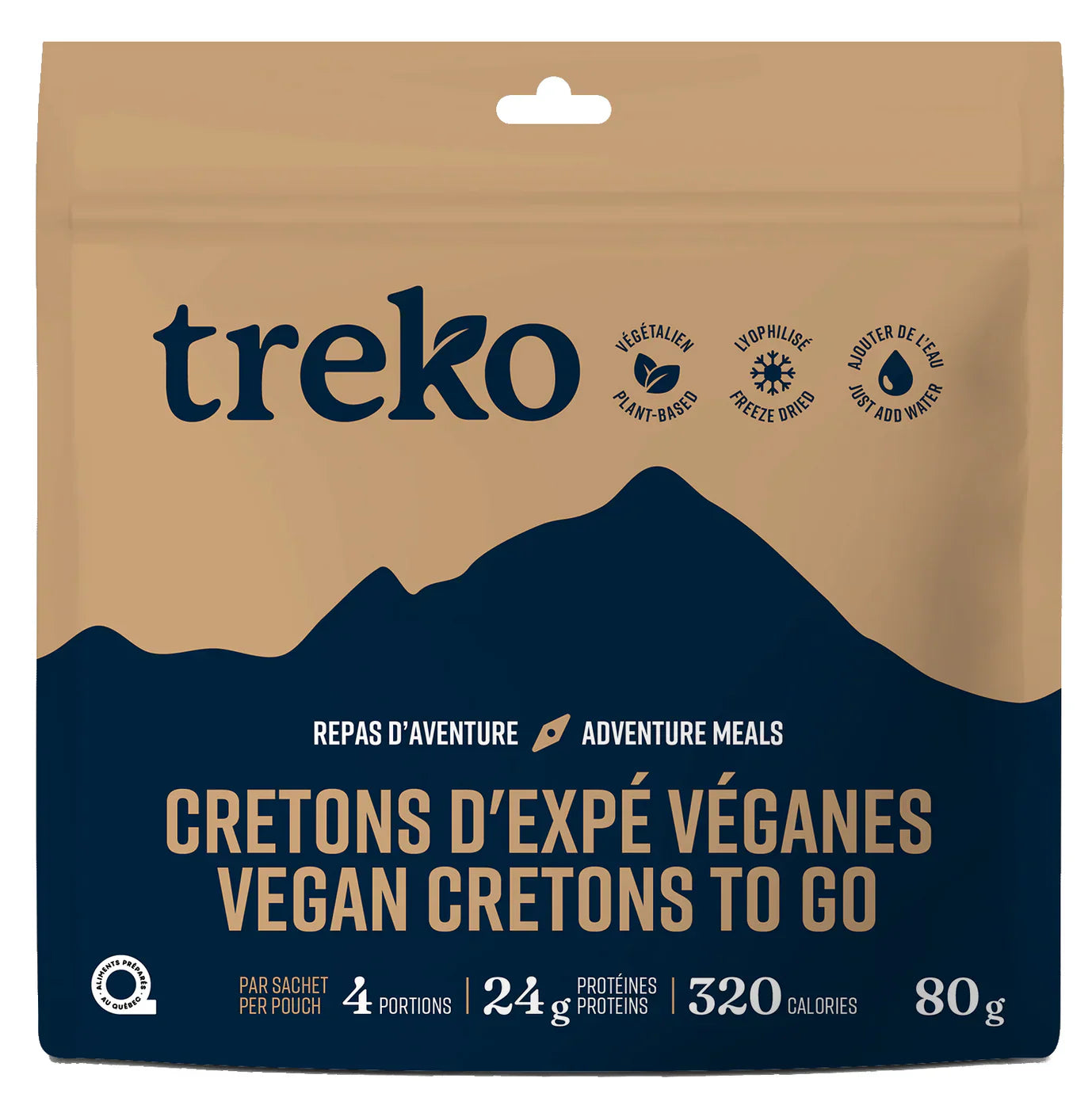 CRETONS D’EXPÉ VÉGANES TREKO - 4 PORTIONS PAR SACHET - PLEIN AIR CAMPING ET SURVIE - NOURRITURE