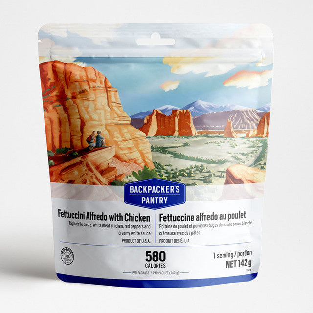 FETTUCCINI ALFREDO AU POULET - 1 PORTION - BACKPACKERS PANTRY - PLEIN AIR CAMPING ET SURVIE - NOURRITURE
