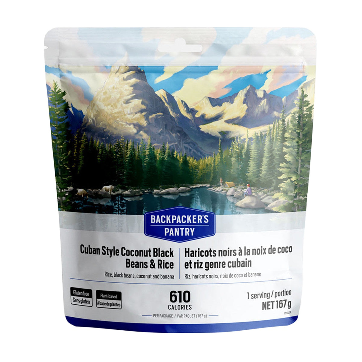 HARICOTS NOIRS À LA NOIX DE COCO ET RIZ GENRE CUBAIN - 1 PORTION - BACKPACKERS PANTRY - PLEIN AIR CAMPING ET SURVIE