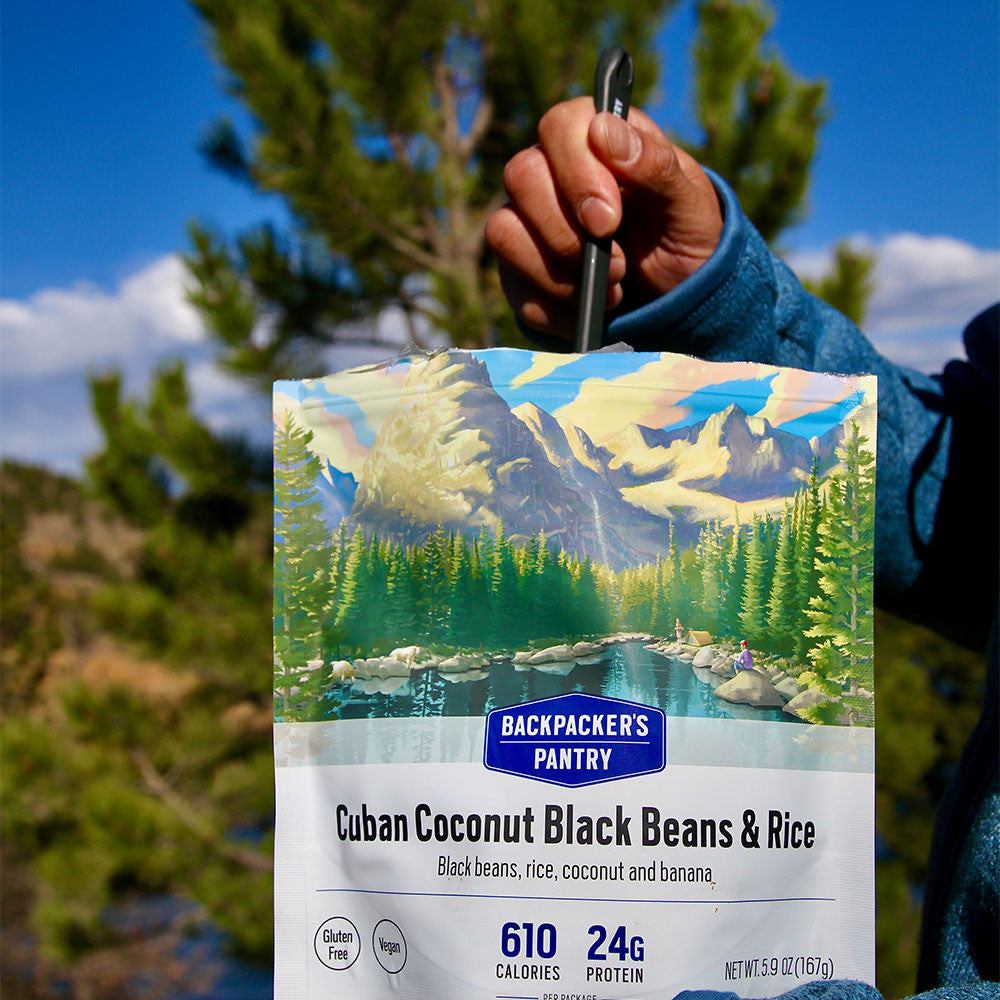 HARICOTS NOIRS À LA NOIX DE COCO ET RIZ GENRE CUBAIN - 1 PORTION - BACKPACKERS PANTRY - PLEIN AIR CAMPING ET SURVIE