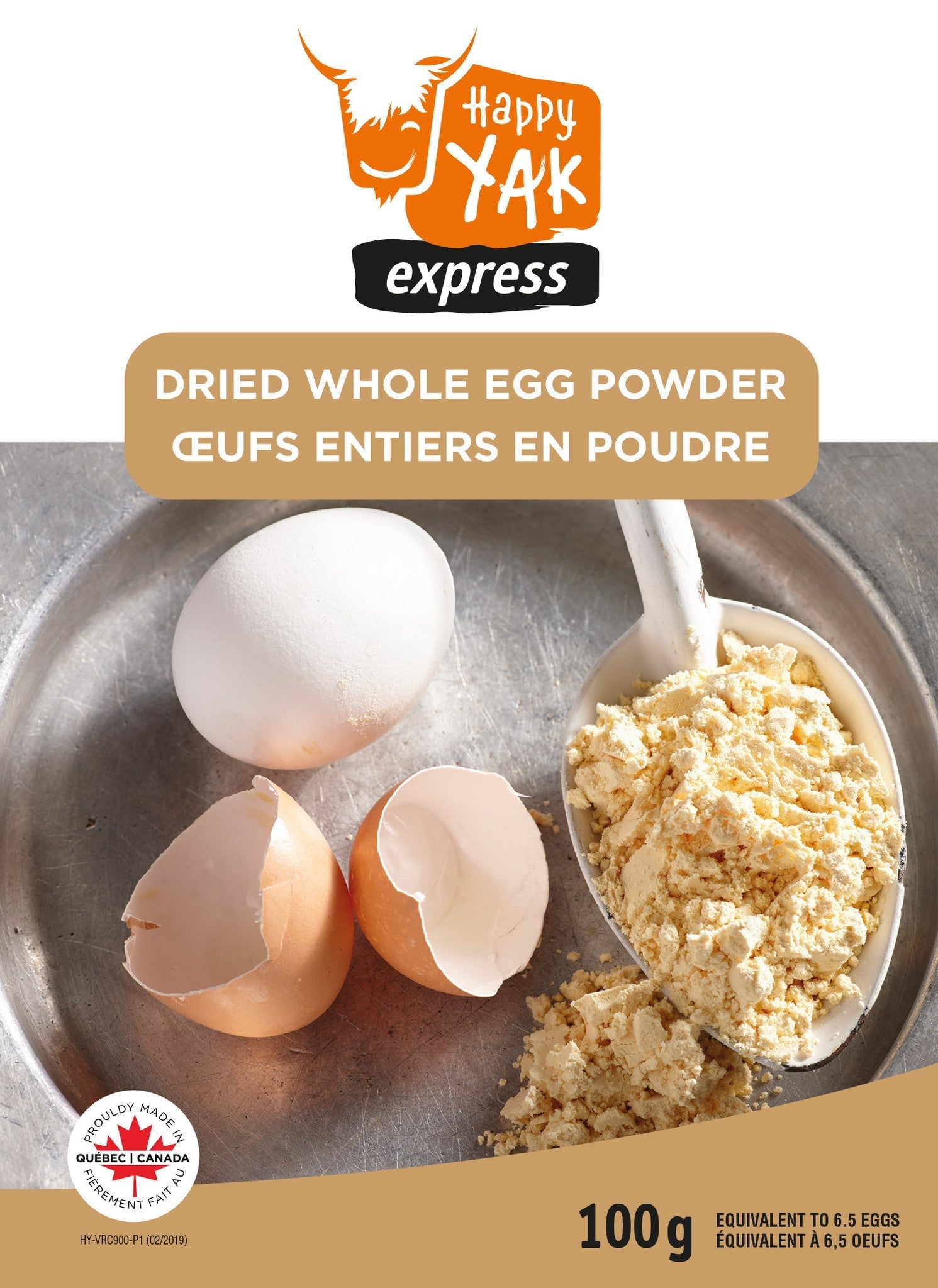 OEUFS ENTIERS EN POUDRE (100 GR) HAPPY YAK - PLEIN AIR CAMPING ET SURVIE - NOURRITURE