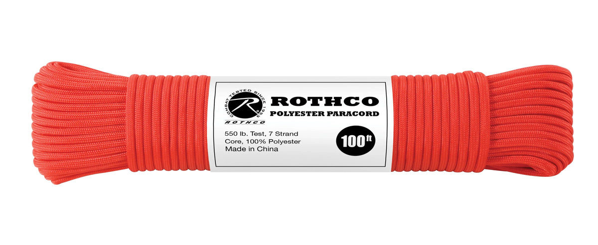 PARACORDE ROTHCO 550 LB TYPE III 100 PIEDS - ROUGE - PLEIN AIR CAMPING ET SURVIE - CORDAGES