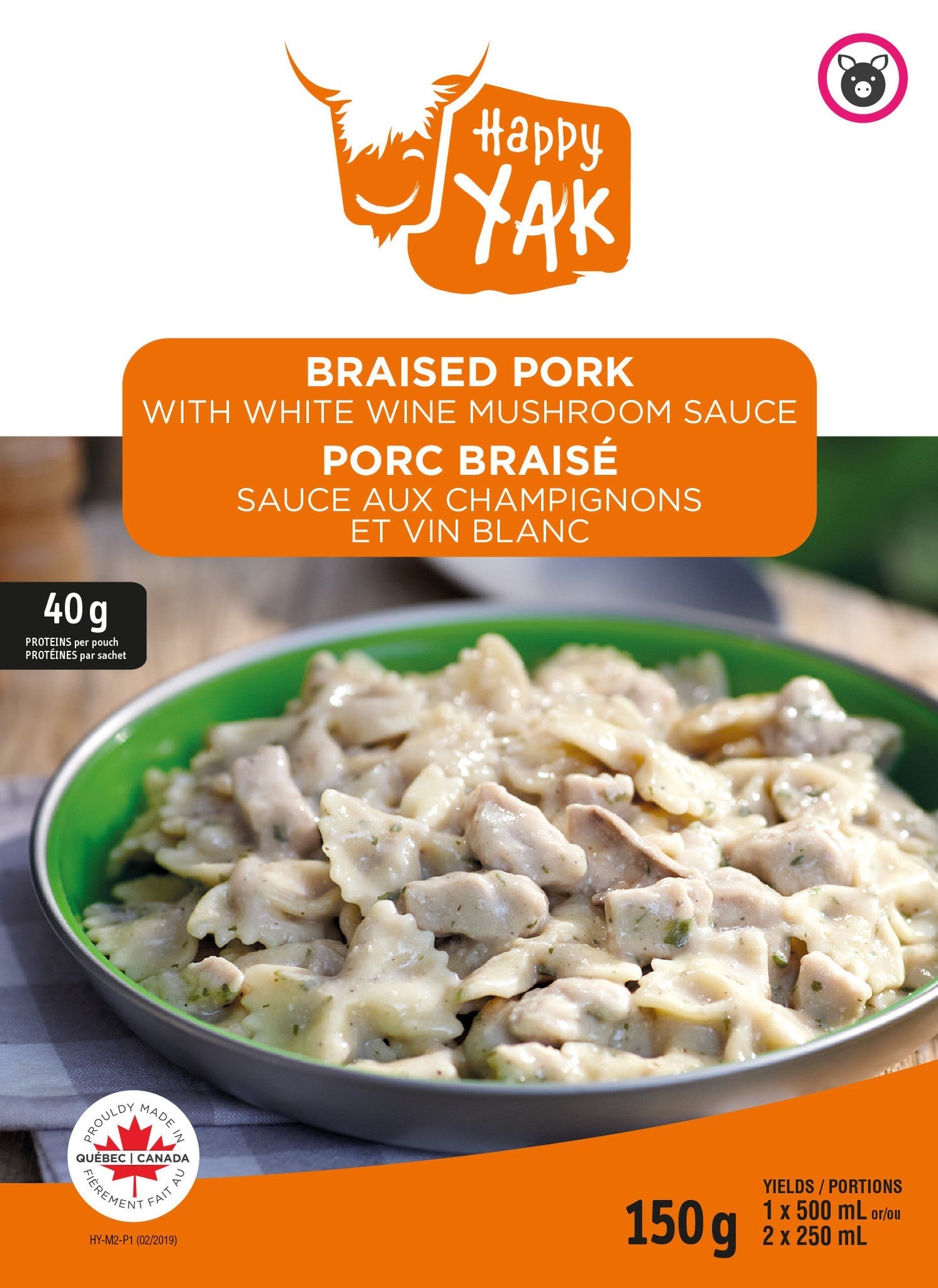 PORC BRAISÉ SAUCE AUX CHAMPIGNONS VIN BLANC HAPPY YAK - PLEIN AIR CAMPING ET SURVIE - NOURRITURE