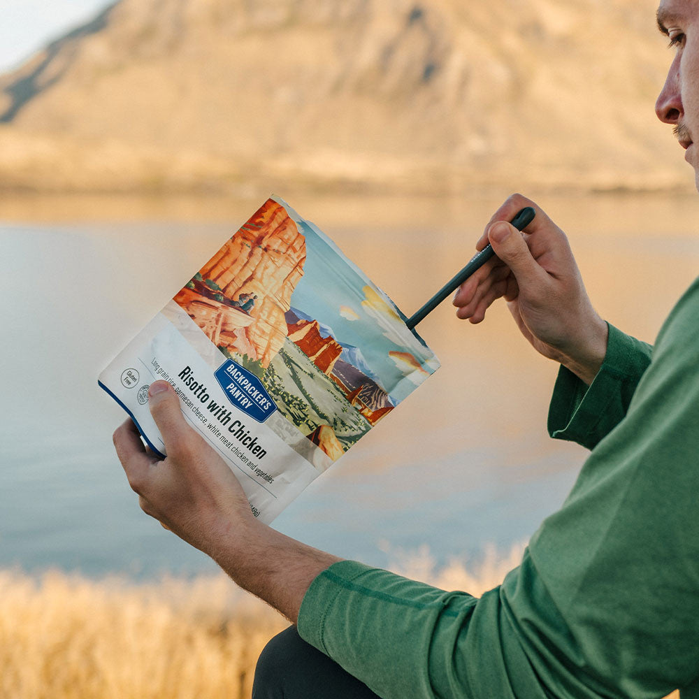 RISOTTO AVEC POULET - 1 PORTION - BACKPACKERS PANTRY - PLEIN AIR CAMPING ET SURVIE - NOURRITURE