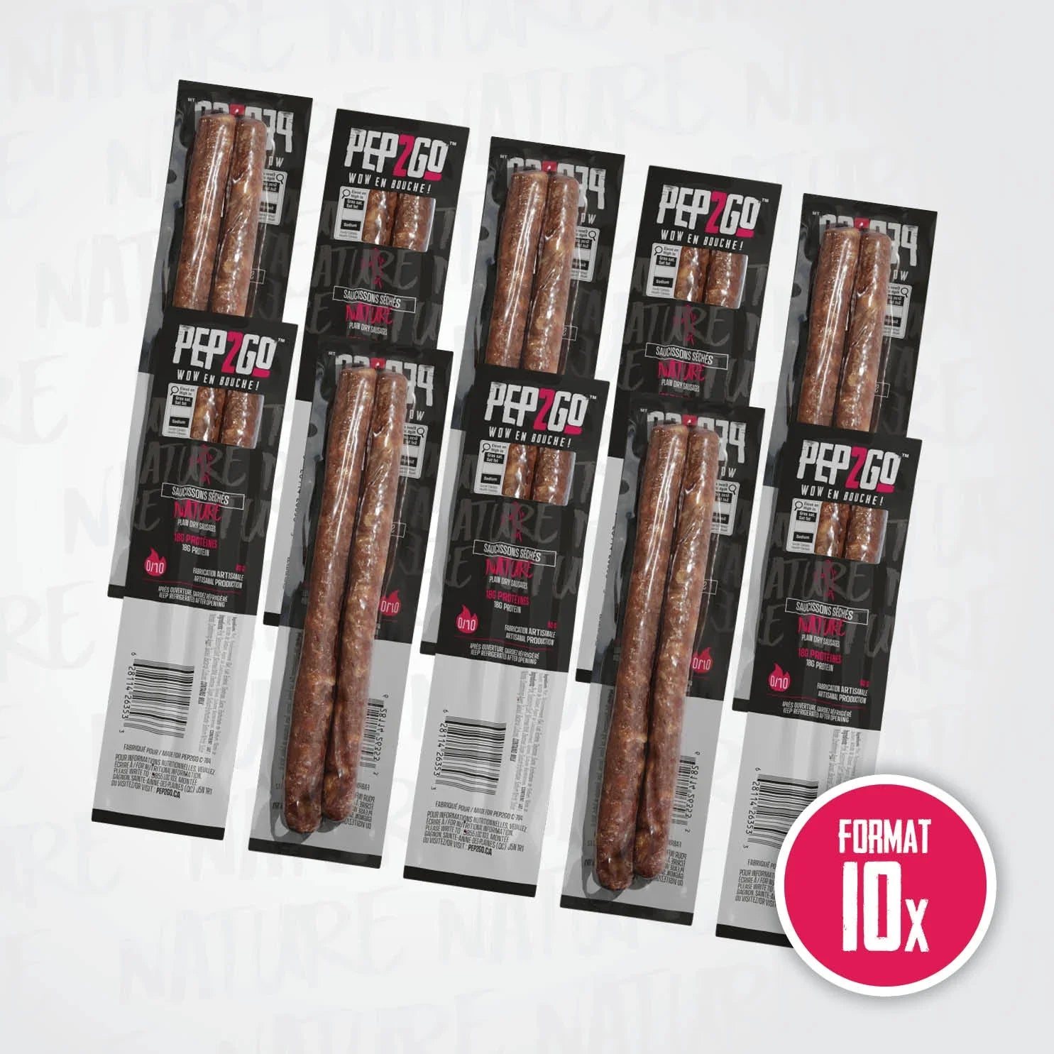 SAUCISSON SEC PEP2GO NATURE - PLEIN AIR CAMPING ET SURVIE - NOURRITURE