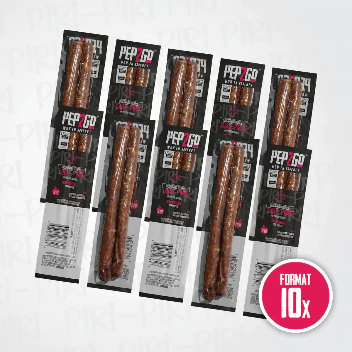 SAUCISSON SEC PEP2GO PIRI-PIRI - PLEIN AIR CAMPING ET SURVIE - NOURRITURE
