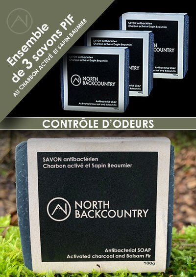 SAVON ANTIBACTÉRIEN CHARBON ACTIVÉ ET SAPIN BAUMIER NBC - PLEIN AIR CAMPING ET SURVIE - HYGIÈNE