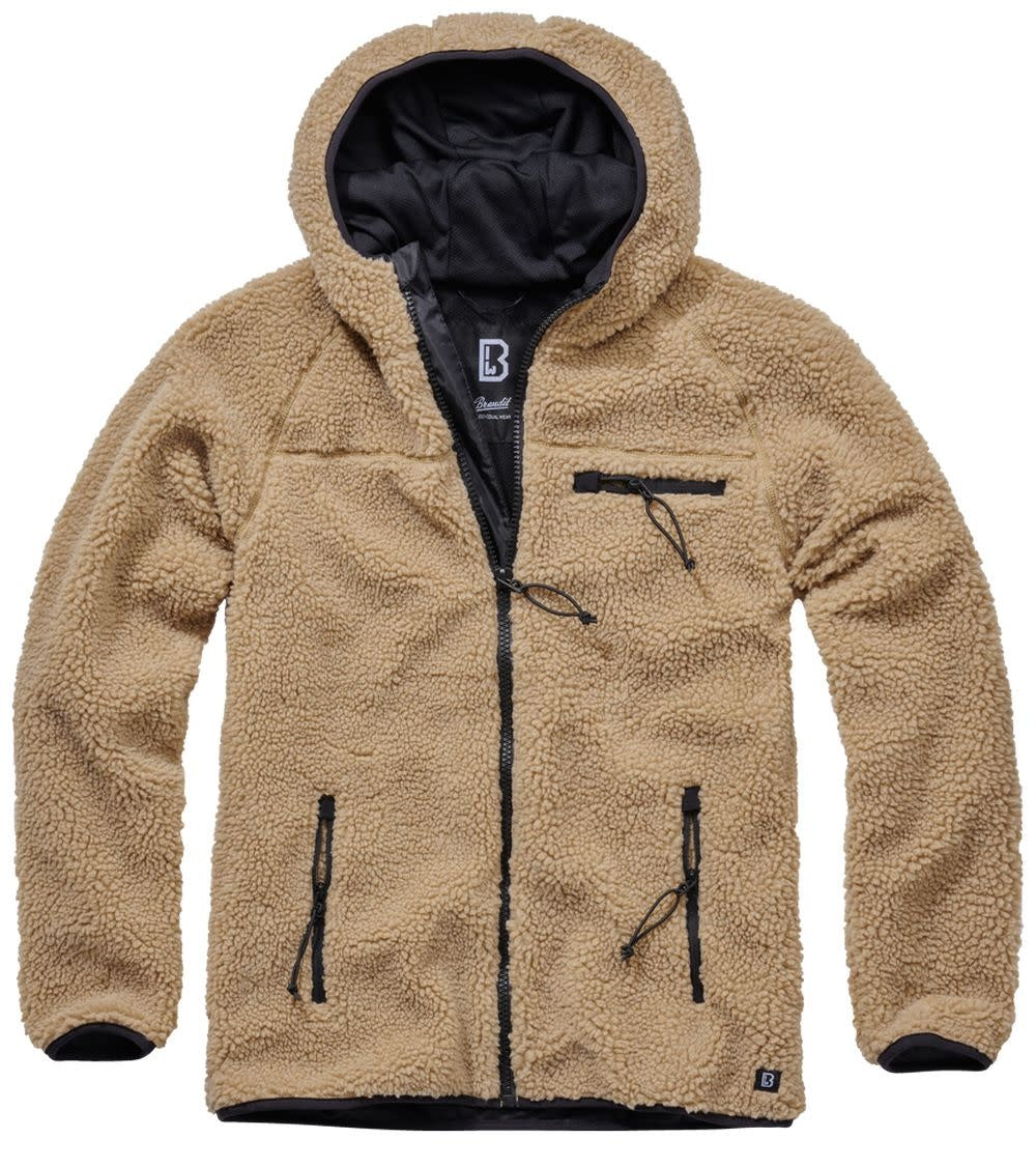 VESTE EN POLAR À CAPUCHON DE TYPE TEDDY BRANDIT - BEIGE / 2X-LARGE - VÊTEMENTS - VESTES EN POLAR
