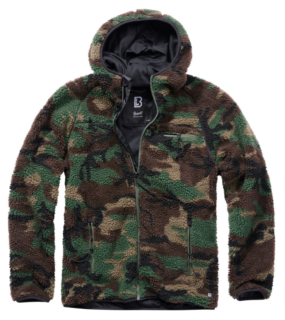 VESTE EN POLAR À CAPUCHON DE TYPE TEDDY BRANDIT - CAMO VERT / 2X-LARGE - VÊTEMENTS - VESTES EN POLAR
