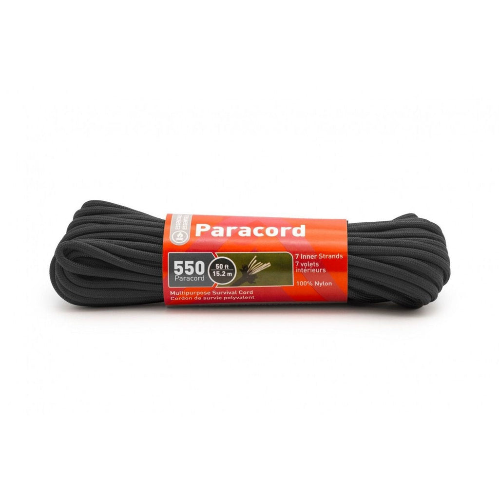 550 BLACK PARACORD (50 FEET) - 7 STRANDS - SURVIVE OUTDOORS LONGER