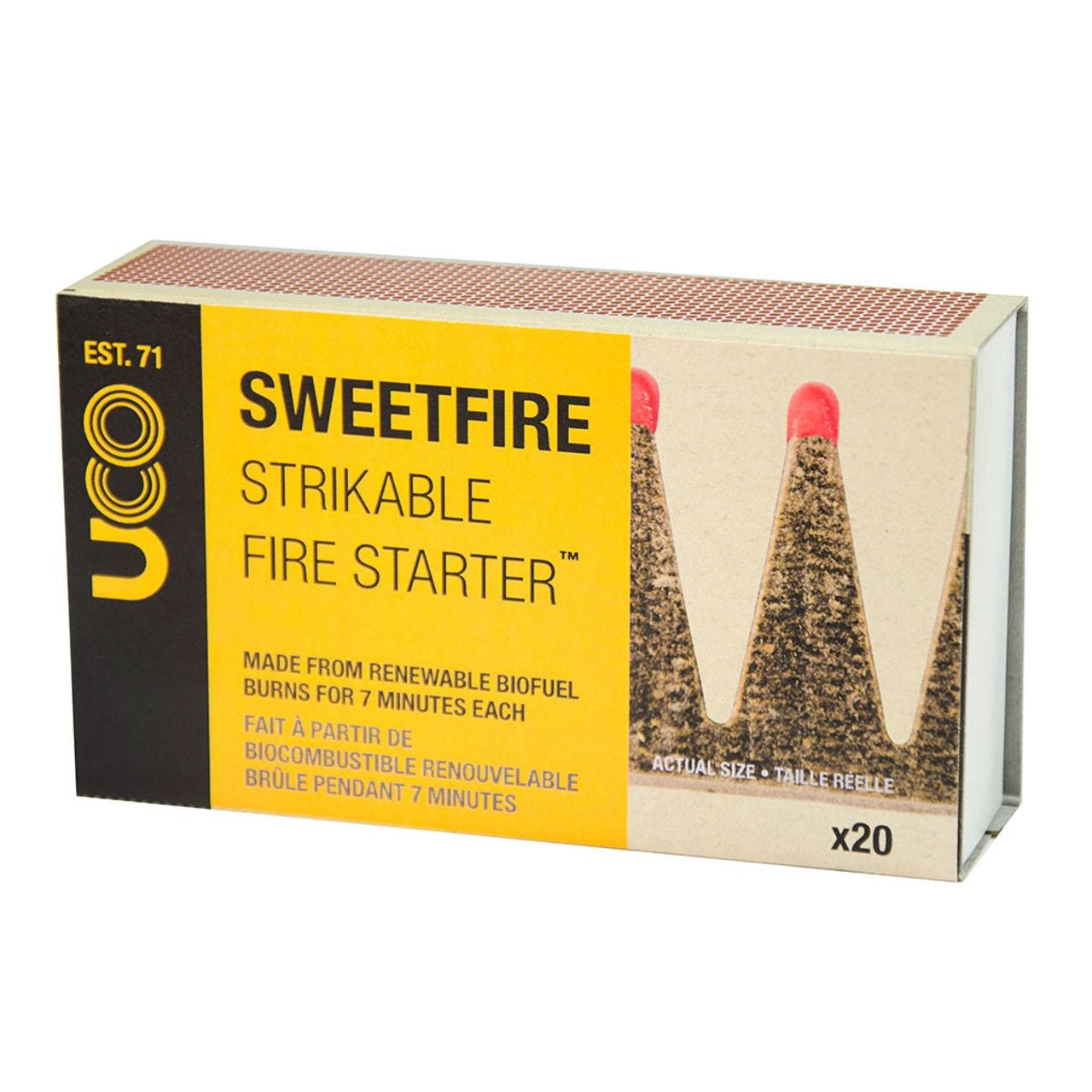 20 ALLUMES-FEU PAR FRICTION SWEETFIRE DE UCO - PLEIN AIR CAMPING ET SURVIE - ALLUME-FEU