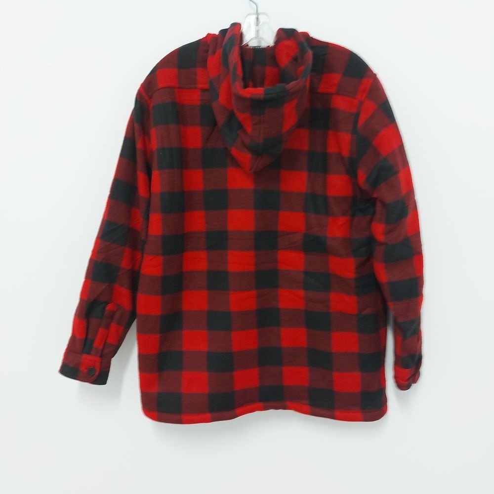 VESTE À CARREAUX EN POLAR AVEC CAPUCHON