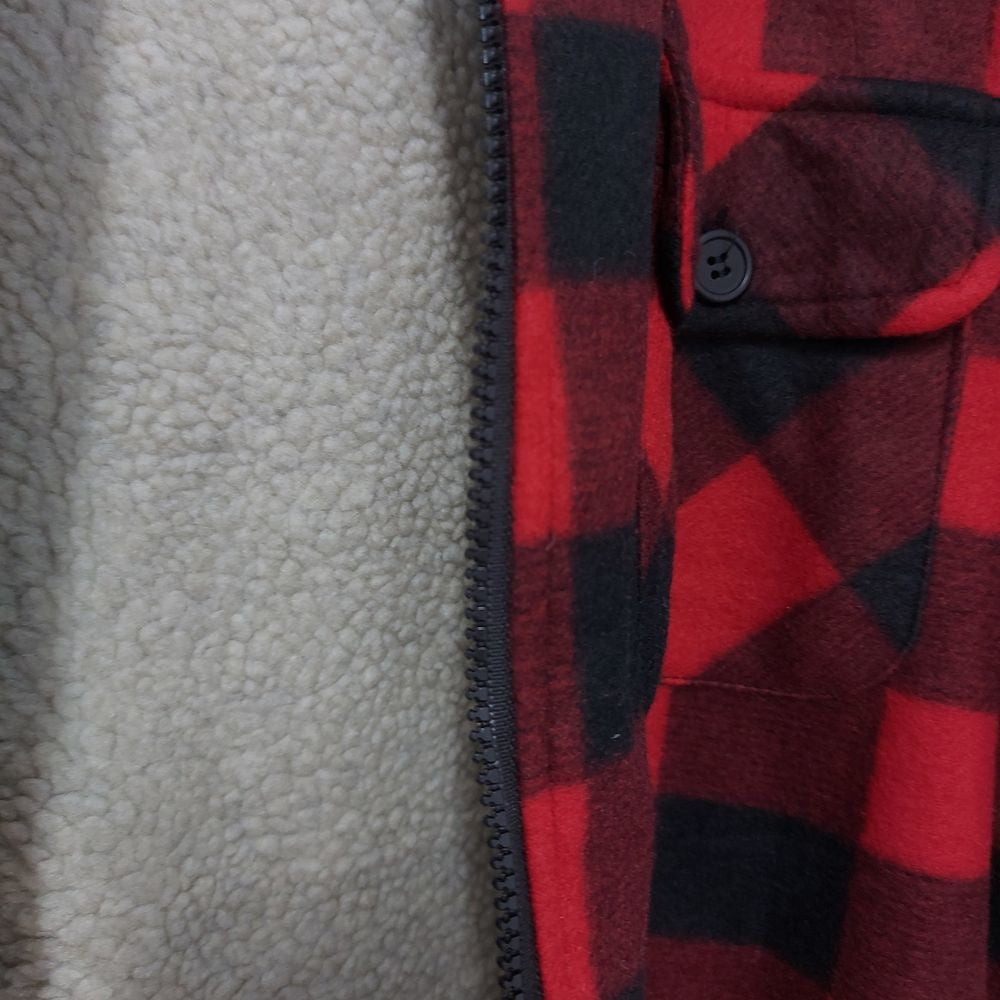 VESTE À CARREAUX EN POLAR AVEC CAPUCHON