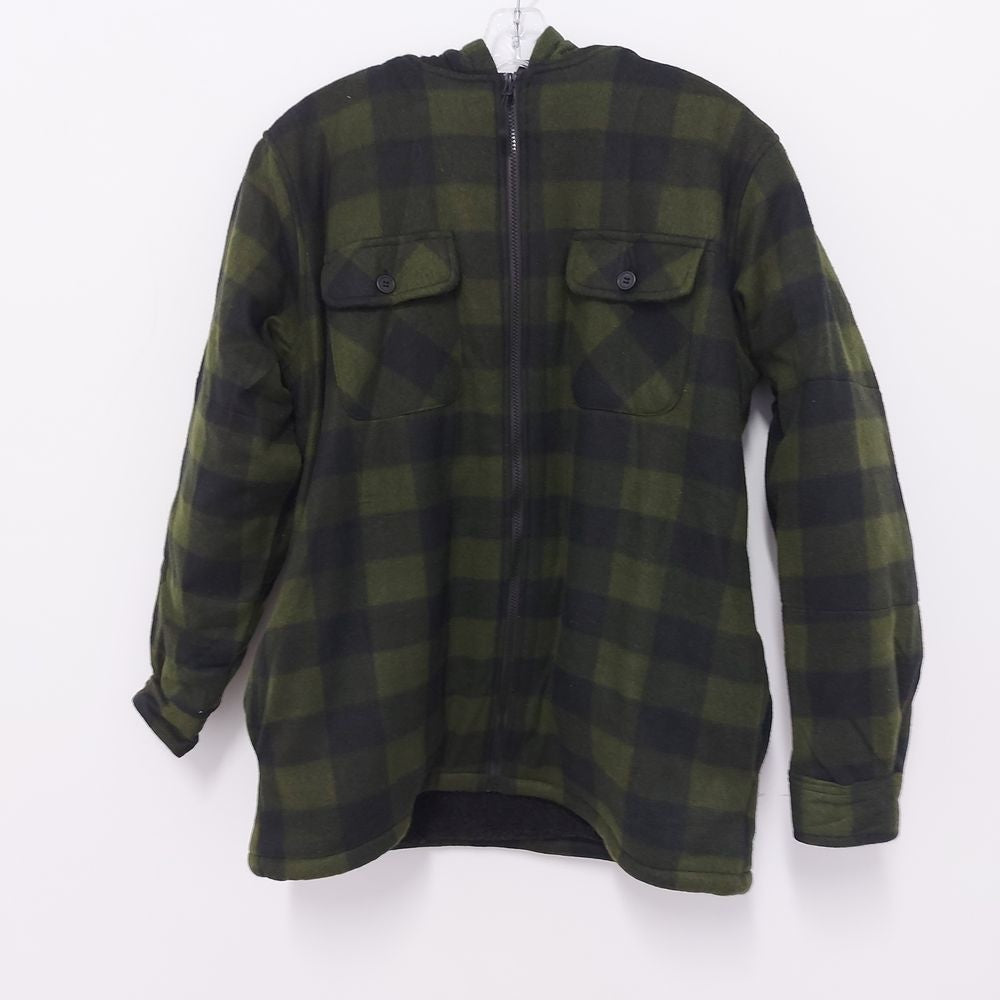 VESTE À CARREAUX EN POLAR AVEC CAPUCHON