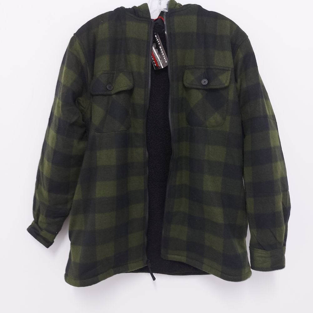 VESTE À CARREAUX EN POLAR AVEC CAPUCHON