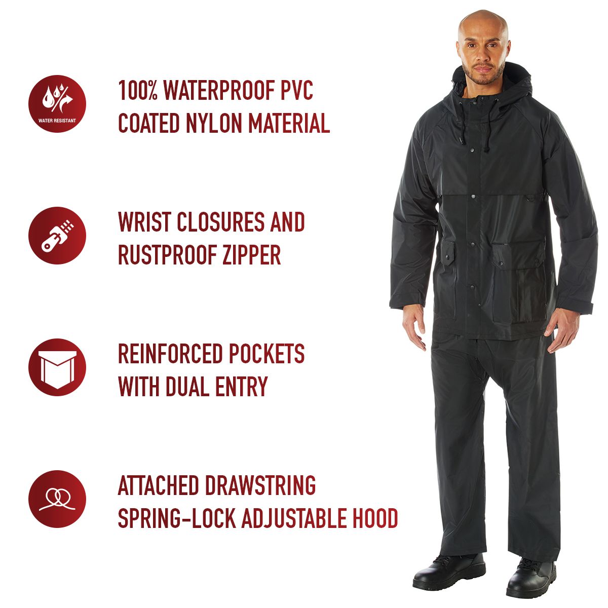 ENSEMBLE IMPERMÉABLE NOIR EN PVC MICROLITE