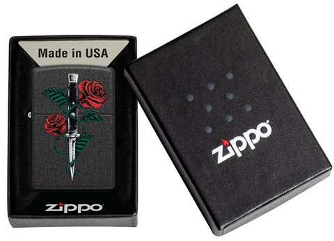 ZIPPO ROSE ET COUTEAU
