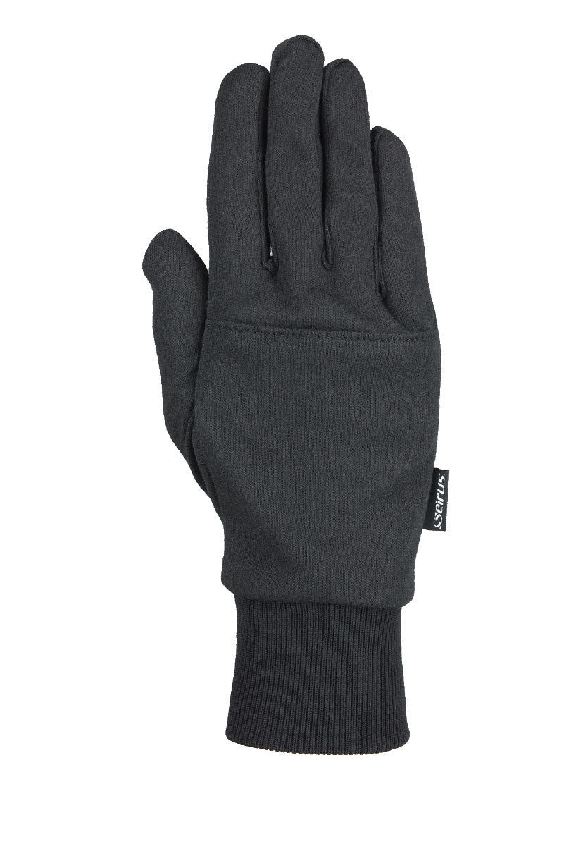 Sous-gant Seirus Thermax Heat Pocket noir, dos de la main avec poche pour chaufferette