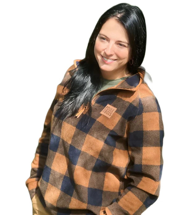 POLAR ZIP À CARREAUX BRUN POUR FEMME POULE DES BOIS - VÊTEMENTS - VÊTEMENTS POUR FEMME