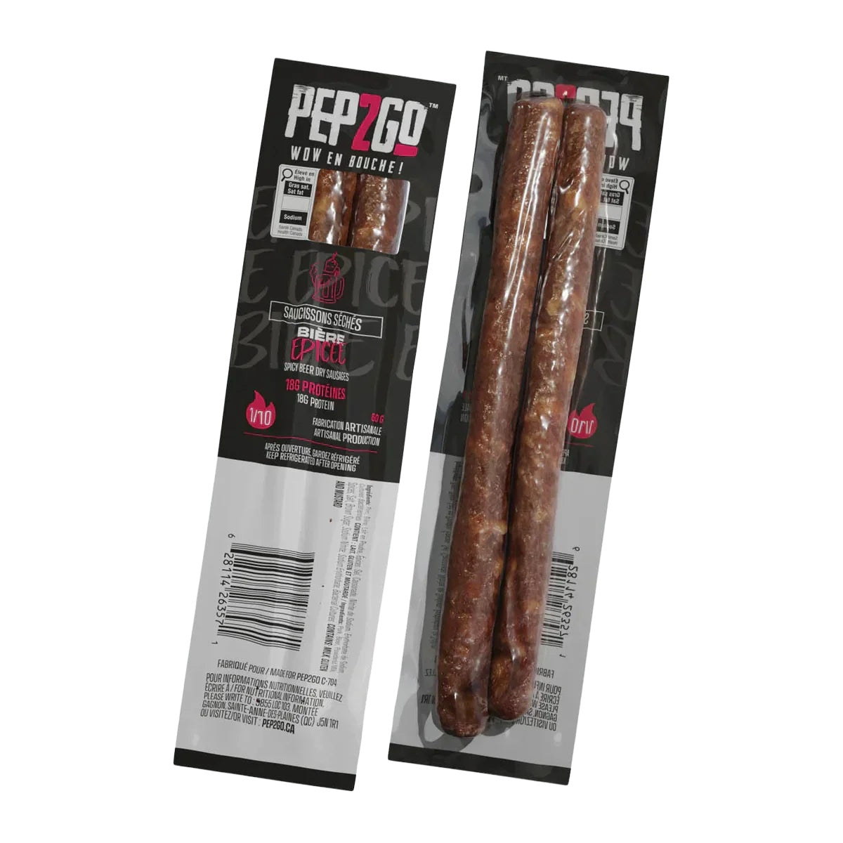 SAUCISSON SEC PEP2GO BIÈRE ÉPICÉE - PLEIN AIR CAMPING ET SURVIE - NOURRITURE