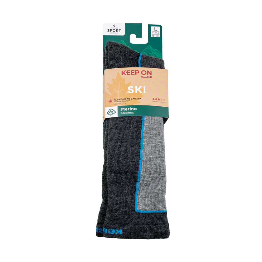 BAS DE SKI MÉRINOS SKI CHARCOAL ET BLEU