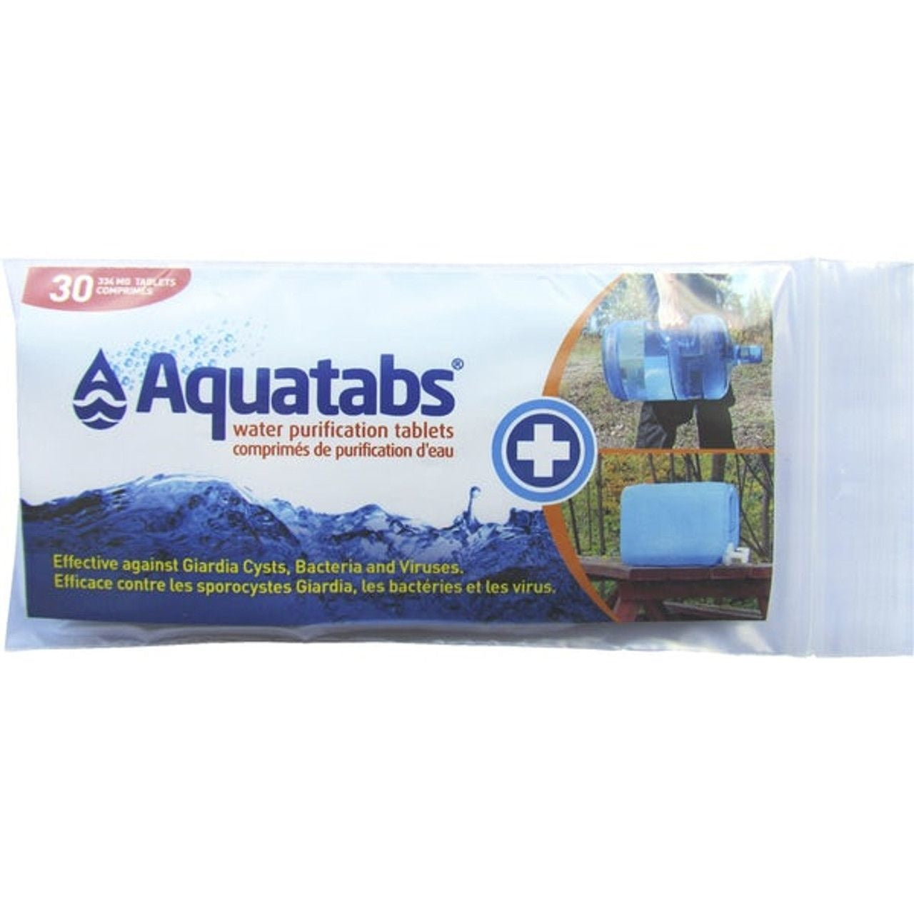 AQUATABS 30 PASTILLES POUR 20L - PLEIN AIR CAMPING ET SURVIE - PURIFICATION