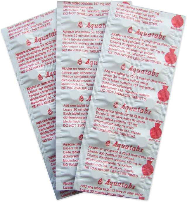 AQUATABS 30 PASTILLES POUR 20L - PLEIN AIR CAMPING ET SURVIE - PURIFICATION