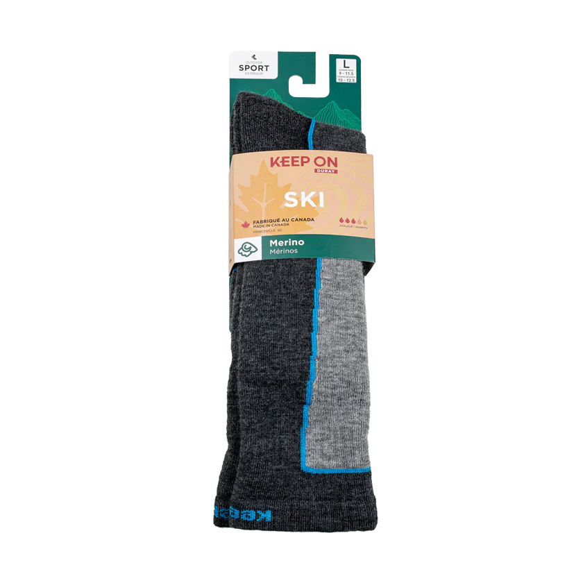 BAS DE SKI MÉRINOS SKI CHARCOAL ET BLEU - VÊTEMENTS - BAS