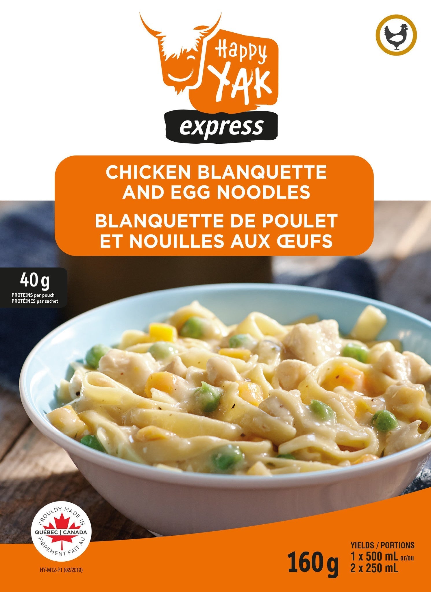 BLANQUETTE DE POULET ET NOUILLES AUX OEUFS HAPPY YAK - PLEIN AIR CAMPING ET SURVIE - NOURRITURE
