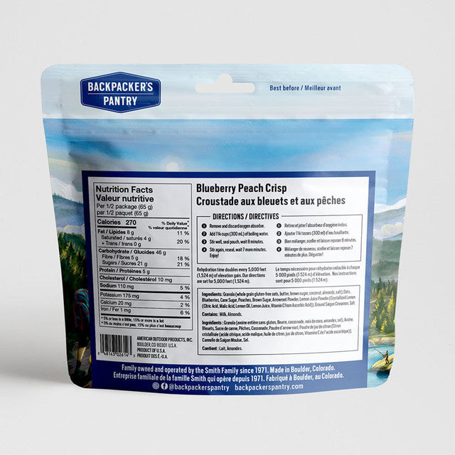 CROUSTADE AUX BLEUETS ET AUX PÊCHES - 2 PORTIONS - BACKPACKERS PANTRY