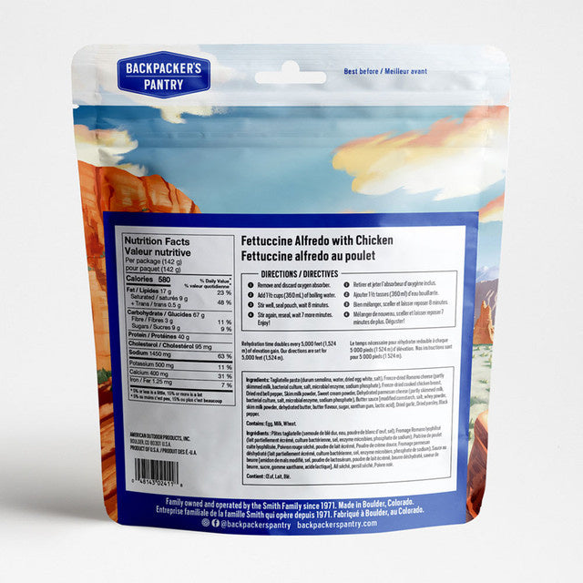 FETTUCCINI ALFREDO AU POULET - 1 PORTION - BACKPACKERS PANTRY