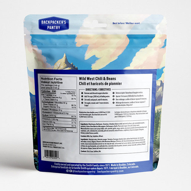 CHILI ET HARICOTS DE PIONNIERS - 1 PORTION - BACKPACKERS PANTRY