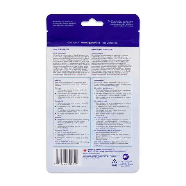 AQUATABS 50 PASTILLES POUR 1L