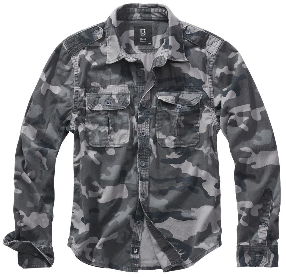 CHEMISE STYLE AUTHENTIQUE À MANCHES LONGUES BRANDIT - GRIS CAMO / SMALL - VÊTEMENTS - CHEMISES