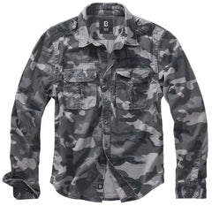 CHEMISE STYLE AUTHENTIQUE À MANCHES LONGUES BRANDIT - GRIS CAMO / SMALL - VÊTEMENTS - CHEMISES