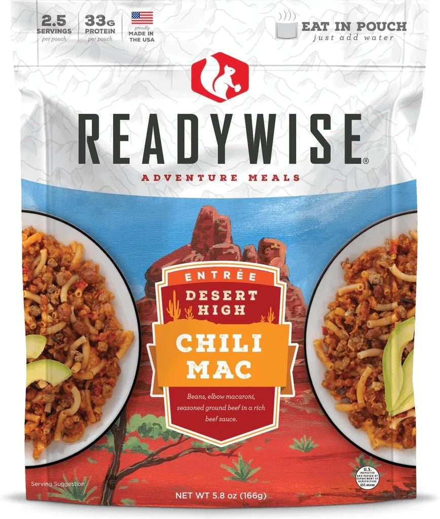 CHILI AU MACARONI AVEC BOEUF READYWISE - PLEIN AIR CAMPING ET SURVIE - NOURRITURE