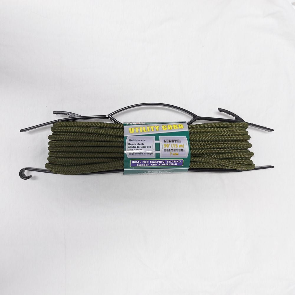CORDE UTILITAIRE 7MM KAKI 50 PIEDS - PLEIN AIR CAMPING ET SURVIE - CORDAGES