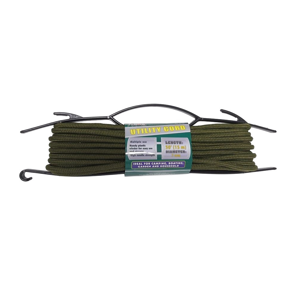 CORDE UTILITAIRE 7MM KAKI 50 PIEDS - PLEIN AIR CAMPING ET SURVIE - CORDAGES