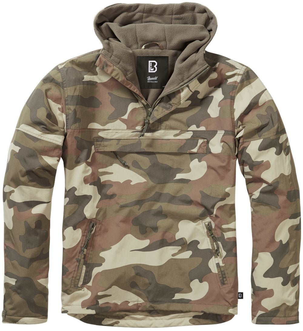 COUPE-VENT AVEC DOUBLURE EN POLAR ET COLLET À FERMETURE ÉCLAIR BRANDIT - CAMO VERT LÉGER / SMALL - VÊTEMENTS - MANTEAUX